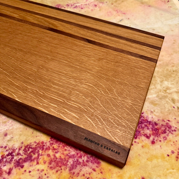 walnut and white oak hardwood handmade cutting board